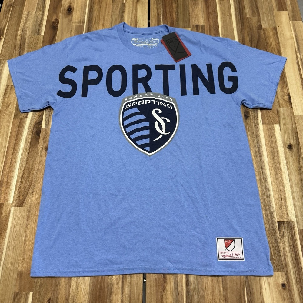 Sporting Kansas‎ City Shirt Womens L Mitchell Ness Blue MLS Soccer Logo NWT